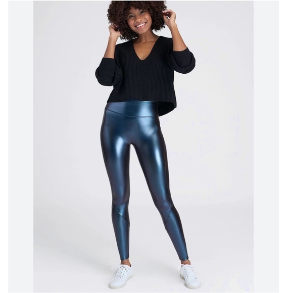 E1 Spanx Faux Leather Liquid Leggings In color Oilslick SZ XS - Picture 1 of 8